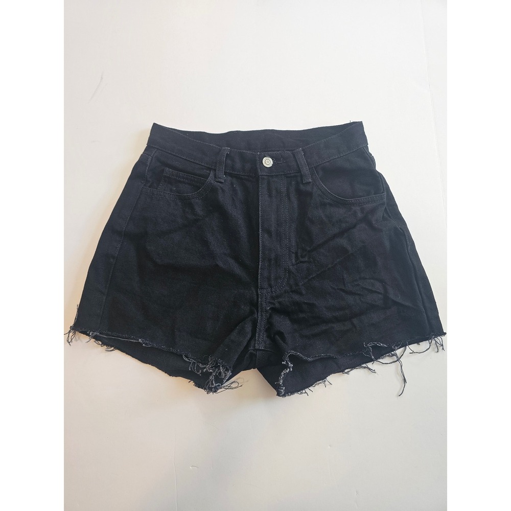 J Galt Denim Shorts Women M Black High Rise‎ Raw Hem Cut Off